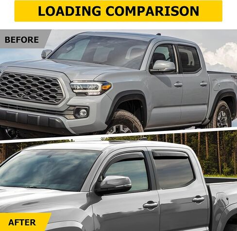 4 قطع من AUXMART حاجب النافذة الجانبية تاكوما واقي النافذة واقي المطر لسيارة Toyota Tacoma 2016-2023 حاجب فتحة التهوية حاجب نافذة الرياح والمطر حاجب الحماية in Kuwait