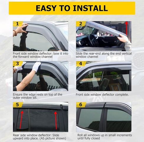 4 قطع من AUXMART حاجب النافذة الجانبية تاكوما واقي النافذة واقي المطر لسيارة Toyota Tacoma 2016-2023 حاجب فتحة التهوية حاجب نافذة الرياح والمطر حاجب الحماية in Kuwait