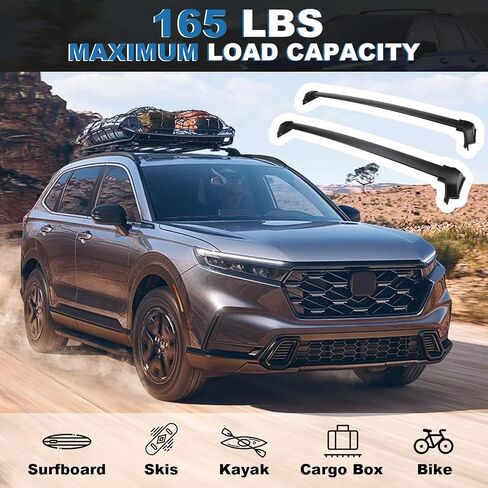 قضبان متقاطعة لحامل السقف بوزن 165 رطلًا شديدة التحمل متوافقة مع Honda CRV CR-V Hybrid 2023 2024 مع قضبان جانبية، ملحقات قضبان الدراجة المتقاطعة المصنوعة من الألومنيوم وحامل البضائع من الألومنيوم in Kuwait