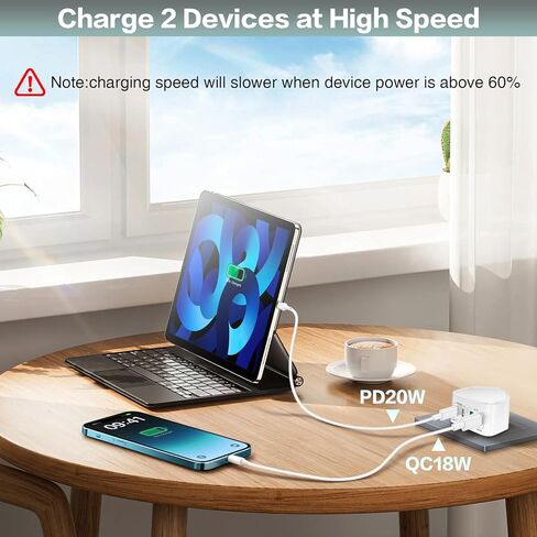 مجموعة شاحن USB C مكونة من قطعتين • كتل شحن مسطحة رفيعة وسريعة بقدرة 40 وات • محول طاقة PD ذو 4 منافذ رفيعة من النوع C Cube • صندوق توصيل جداري متعدد المنافذ لأجهزة iPhone 15 وSamsung S23 وPixel 7 والكمبيوتر اللوحي in Kuwait