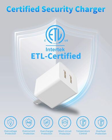 شاحن iPhone، شاحن USB، 6 عبوات شاحن حائط سريع USB مزدوج المنفذ 12 وات، كتلة شاحن USB لهاتف iPhone 15 14 13 12 11 Pro Max SE XS XR X 8 7 6 5، iPad Pro/Mini/Air، Samsung، LG، Moto هواتف أندرويد - ملونة in Kuwait