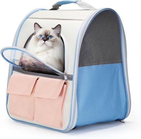 Cat Backpack Carrier,Large Pet Backpack Dog Carrier Backpack for Medium Small Dog Cat Puppy Kitten,Ventilated Mesh Cat Traveling Backpack for Hiking Camping,Hold up to 20LBS in Saudi Arabia