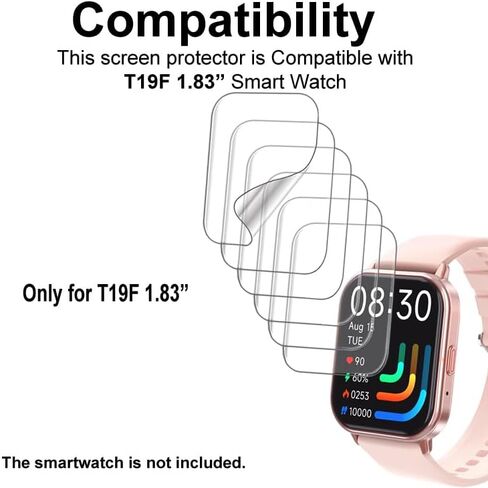 Screen Protector Compatible with LTPDE T19F 1.83" Smart Watch, Soft TPU, 6-pack, Full Coverage, Bubble Self-healing in Saudi Arabia