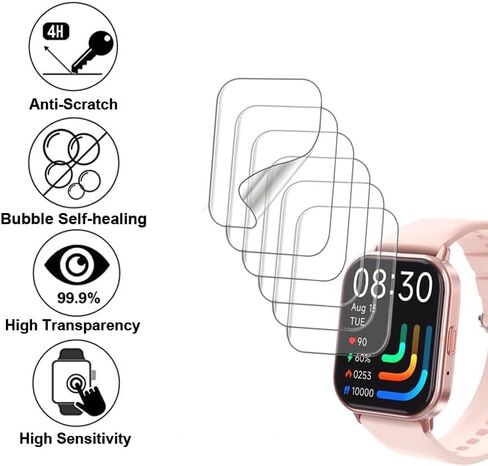 Screen Protector Compatible with LTPDE T19F 1.83" Smart Watch, Soft TPU, 6-pack, Full Coverage, Bubble Self-healing in Saudi Arabia