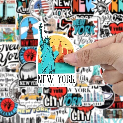 100 Pcs New York Stickers Aesthetic Waterproof Stickers NYC Stickers USA Themed City Travel Vinyl Stickers Decals for Water Bottle Laptop Phone Skateboard Luggage Snowboard Journals Suitcase in Saudi Arabia