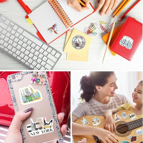 100 Pcs New York Stickers Aesthetic Waterproof Stickers NYC Stickers USA Themed City Travel Vinyl Stickers Decals for Water Bottle Laptop Phone Skateboard Luggage Snowboard Journals Suitcase in Saudi Arabia