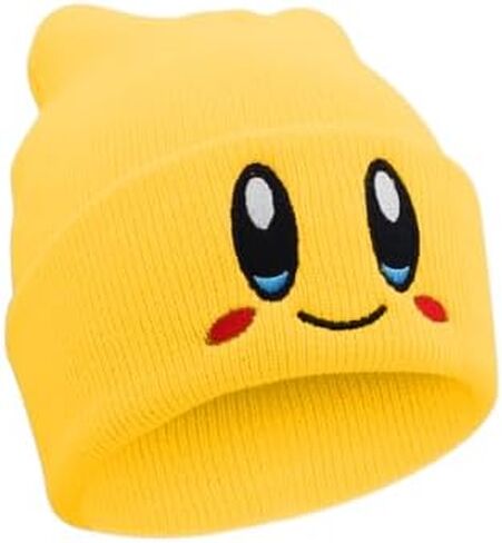 قبعة Kirby Beanie بمقاس للبالغين من إكسسوارات قبعة الرسوم المتحركة Kawaii، متوسطة-كبيرة (أصفر) in Kuwait