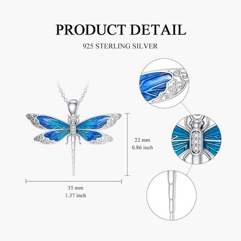 Diamond Dragonfly Necklace 925 Sterling Silver Lab Grown Diamond Gragonfly Pendant Necklaces for Women Girl in Saudi Arabia