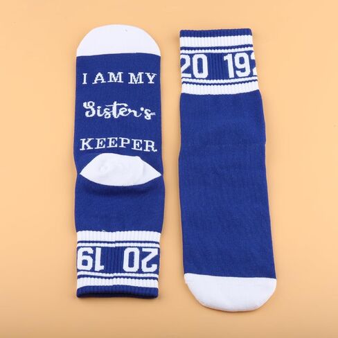 CENWA 1 Pair Blue and White Socks I’m My Sister’s Keeper 1920 Socks Sorority Sister Gift in Saudi Arabia