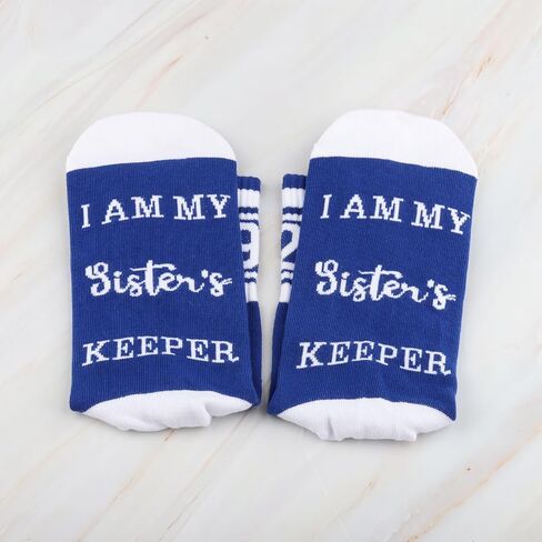 CENWA 1 Pair Blue and White Socks I’m My Sister’s Keeper 1920 Socks Sorority Sister Gift in Saudi Arabia