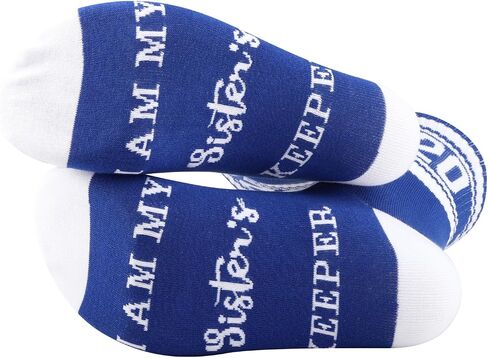 CENWA 1 Pair Blue and White Socks I’m My Sister’s Keeper 1920 Socks Sorority Sister Gift in Saudi Arabia
