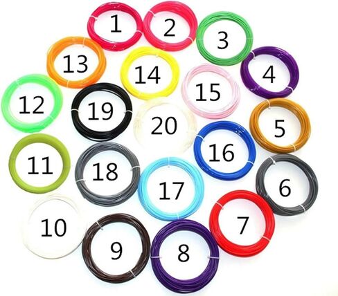 3D Pen / 3D Printer Filament ABS 1.75mm Plastic 328 Linear Feet Pack of 20 Colors Filaments 16.4 ft Each. Each Color in a Separate Vacuum Sealed Pack for Easy use in Saudi Arabia