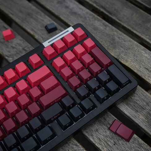 أغطية مفاتيح PBT - 139 مفتاحًا 65 بالمائة من أغطية المفاتيح المخصصة المطبوعة على الجانب، مجموعة أغطية مفاتيح متدرجة باللون الأحمر والأسود، ملف تعريف الكرز مناسب للوحة المفاتيح الميكانيكية 60/61/68/75/87/104% in Kuwait