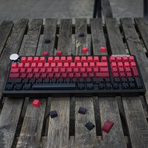 أغطية مفاتيح PBT - 139 مفتاحًا 65 بالمائة من أغطية المفاتيح المخصصة المطبوعة على الجانب، مجموعة أغطية مفاتيح متدرجة باللون الأحمر والأسود، ملف تعريف الكرز مناسب للوحة المفاتيح الميكانيكية 60/61/68/75/87/104% in Kuwait