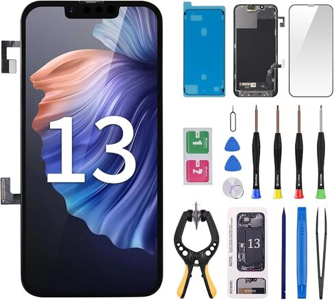 استبدال شاشة iPhone 13 مع سماعة أذن كابل مرن مستشعر القرب 3D Touch 6.1 بوصة شاشة LCD محول رقمي مجموعة كاملة من أدوات إصلاح الزجاج الأمامي A2631 A2633 A2634 A2635 A2482 in Saudi Arabia