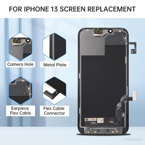 استبدال شاشة iPhone 13 مع سماعة أذن كابل مرن مستشعر القرب 3D Touch 6.1 بوصة شاشة LCD محول رقمي مجموعة كاملة من أدوات إصلاح الزجاج الأمامي A2631 A2633 A2634 A2635 A2482 in Saudi Arabia