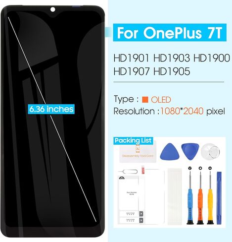 OLED Screen Replacement for Oneplus 7T LCD Display for One Plus 7T HD1900 HD1901 HD1903 Touch Screen Glass Lens Digitizer Assembly Replacement Part (Black,6.36 inch) in Saudi Arabia