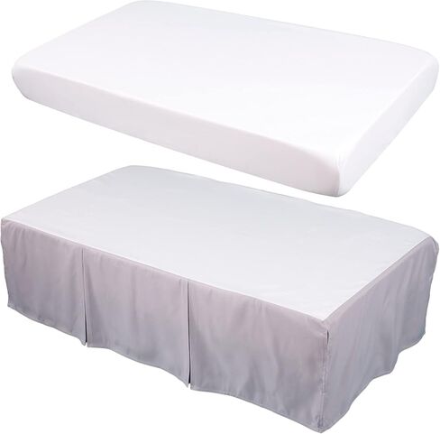 CaSaJa Original Crib Sheet and Skirt Set for Baby Boy Girl, Breathable Soft Nursery Crib Bedding Set Standard, 14" Drop Pleated Bedskirt Navy, 9" Deep Pocket Fitted Mattress Bed Sheet Gray in Saudi Arabia