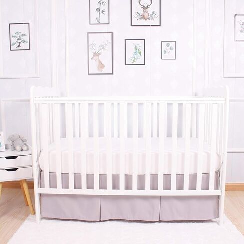 CaSaJa Original Crib Sheet and Skirt Set for Baby Boy Girl, Breathable Soft Nursery Crib Bedding Set Standard, 14" Drop Pleated Bedskirt Navy, 9" Deep Pocket Fitted Mattress Bed Sheet Gray in Saudi Arabia
