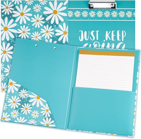 NiArt Clipboard Folio Clipboard Folder مع جيب تخزين داخلي مبطن قابل لإعادة الملء، حامل ملف حلقة القلم لمكتب الأعمال، طالب المعلم، مستودع المستشفى (تصميم زهور الأقحوان) in Kuwait