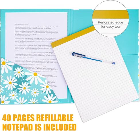 NiArt Clipboard Folio Clipboard Folder مع جيب تخزين داخلي مبطن قابل لإعادة الملء، حامل ملف حلقة القلم لمكتب الأعمال، طالب المعلم، مستودع المستشفى (تصميم زهور الأقحوان) in Kuwait