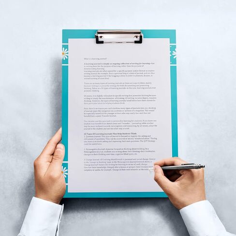 NiArt Clipboard Folio Clipboard Folder مع جيب تخزين داخلي مبطن قابل لإعادة الملء، حامل ملف حلقة القلم لمكتب الأعمال، طالب المعلم، مستودع المستشفى (تصميم زهور الأقحوان) in Kuwait