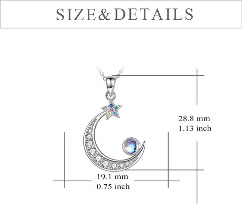YFN Moonstone Moon Necklace Sterling Silver Crescent Star Jewelry Gift for Women Girls 18 in Saudi Arabia
