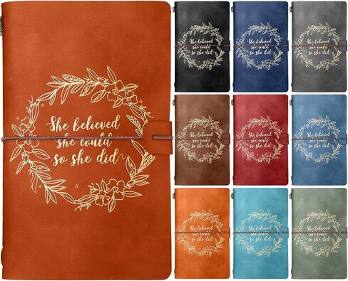 10 Pcs She Believed She Could So She Did Leather Notebook Embossed Journal Bulk Inspirational Composition Notebooks Vintage PU Leather Graduation Gift for Women Girls Sister Friends Colleague in Saudi Arabia