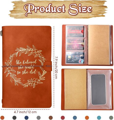 10 Pcs She Believed She Could So She Did Leather Notebook Embossed Journal Bulk Inspirational Composition Notebooks Vintage PU Leather Graduation Gift for Women Girls Sister Friends Colleague in Saudi Arabia