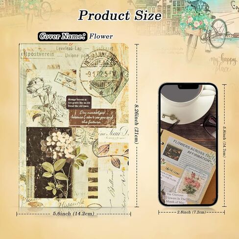 Asten Vintage Journal, Beautiful Journal for Women Men, Colorful Blank Journal with Hardcover, Cute Notebook Diary to Write in, Gift for Girls,Boys 5.6 X 8.26 inch (Flower-Bird) in Saudi Arabia