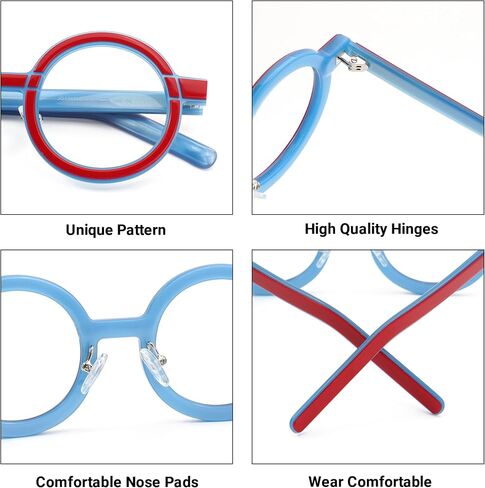 VOOGLAM Round Frame Blue Light Blocking Glasses, Black Fashion Glasses for Women Anti Eyestrain & UV in Saudi Arabia