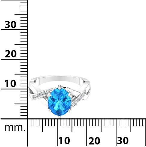 خاتم من الفضة الإسترليني الحقيقية الصلبة 925 مقاس 8 × 10 مم من الأحجار الكريمة البيضاوية ومطلي بالروديوم والخطوبة والزفاف الكلاسيكي للنساء مجوهرات راقية ملتوية in Kuwait