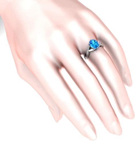 خاتم من الفضة الإسترليني الحقيقية الصلبة 925 مقاس 8 × 10 مم من الأحجار الكريمة البيضاوية ومطلي بالروديوم والخطوبة والزفاف الكلاسيكي للنساء مجوهرات راقية ملتوية in Kuwait