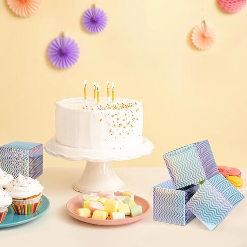 علب هدايا صغيرة بألوان قوس قزح من Naleyber 16 قطعة من صندوق الورق الملون قزحي الألوان مع أغطية لتغليف الهدايا، القدح، هدايا حفلات أعياد الميلاد، كب كيك، هدايا، عيد الميلاد، 4x4x4 بوصة in Kuwait