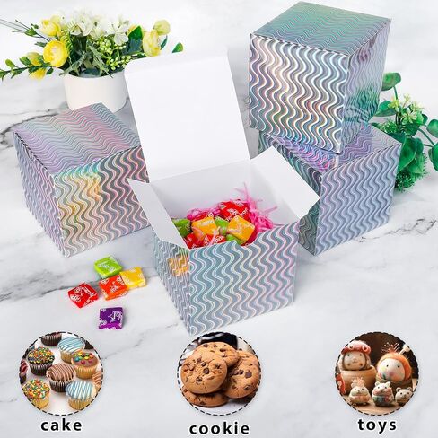 علب هدايا صغيرة بألوان قوس قزح من Naleyber 16 قطعة من صندوق الورق الملون قزحي الألوان مع أغطية لتغليف الهدايا، القدح، هدايا حفلات أعياد الميلاد، كب كيك، هدايا، عيد الميلاد، 4x4x4 بوصة in Kuwait
