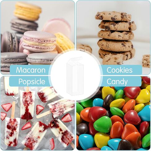 HAPPY POTATO 25 Pack PET Clear Macaron Boxes for 4/5, Clear Party Favors Boxes with Ribbon, 5"x2"x2" Transparent Gifts Boxes, Clear Rectangle Boxes, Plastic Favors Boxes Candy Containers in Saudi Arabia