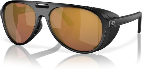 Costa Man Sunglasses Matte Black Frame, Gold Mirror Lenses, 59MM in Saudi Arabia