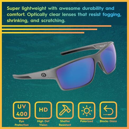 Flying Fisherman Mojarra Polarized Rectangular Sunglasses, Matte Gray Frame/Smoke-Blue Mirror Lens, Medium in Saudi Arabia