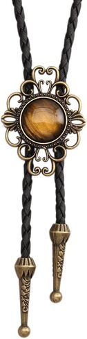 AZORA Western Cowboy Bolo Tie for Men Native American Bola Necktie Rodeo Leather Necktie for Men Women in Kuwait
