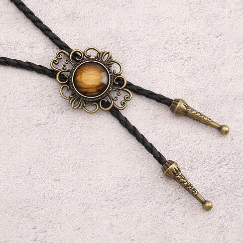 AZORA Western Cowboy Bolo Tie for Men Native American Bola Necktie Rodeo Leather Necktie for Men Women in Kuwait