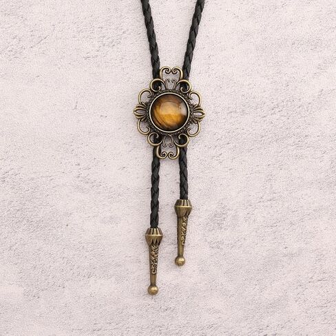 AZORA Western Cowboy Bolo Tie for Men Native American Bola Necktie Rodeo Leather Necktie for Men Women in Kuwait