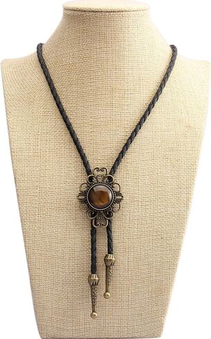 AZORA Western Cowboy Bolo Tie for Men Native American Bola Necktie Rodeo Leather Necktie for Men Women in Kuwait