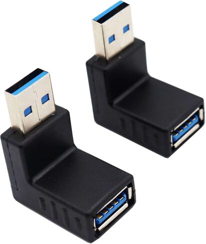 2 قطعة محول USB 3.0 90 درجة 5 جيجابت في الثانية USB إلى ذكر إلى أنثى وصلة زاوية قائمة، وصلة رأسية مدمجة لأعلى وأسفل موصل in Kuwait