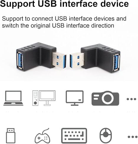 2 قطعة محول USB 3.0 90 درجة 5 جيجابت في الثانية USB إلى ذكر إلى أنثى وصلة زاوية قائمة، وصلة رأسية مدمجة لأعلى وأسفل موصل in Kuwait