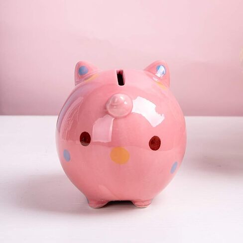 JYPHM Ceramic Piggy Bank for Kids Coin Bank for Boys and Girls Unique Birthday Gift Nursery Decor Piggy Banks Blue (5x5x4inch) in Saudi Arabia
