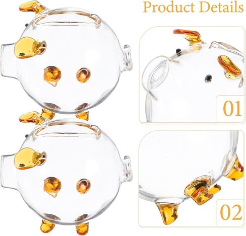 Ipetboom Piggy Bank Money Box: 2.95X2.55X2.55 زجاجي شفاف للعملات المعدنية بنك أموال لطيف - بنك أصبع للأولاد والبنات لتوفير المال جرة النقود المعدنية - هدية جرة التوفير للأطفال صندوق تخزين الحيوانات الأليفة in Saudi Arabia