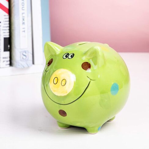 JYPHM Ceramic Piggy Bank for Kids Coin Bank for Boys and Girls Unique Birthday Gift Nursery Decor Piggy Banks Blue (5x5x4inch) in Saudi Arabia