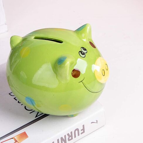 JYPHM Ceramic Piggy Bank for Kids Coin Bank for Boys and Girls Unique Birthday Gift Nursery Decor Piggy Banks Blue (5x5x4inch) in Saudi Arabia