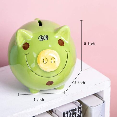 JYPHM Ceramic Piggy Bank for Kids Coin Bank for Boys and Girls Unique Birthday Gift Nursery Decor Piggy Banks Blue (5x5x4inch) in Saudi Arabia