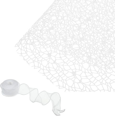 PATIKIL Flower Wrapping Mesh Paper, 15ft Floral Bouquet Craft Packaging Hollow Net Yarn with Ribbon for Flowers Gift Packaging, Black in Saudi Arabia